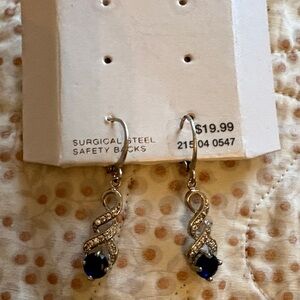 Fun Silver and Blue Dangle Earrings